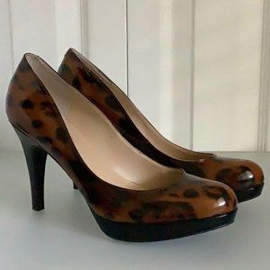 MARC FISHER LEOPARD PRINT PATENT PLATFORM HEELED SHOES SIZE 7
